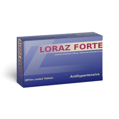 LORAZ FORTE 100 / 25 MG ( LOSARTAN + HYDROCHLOROTHIAZIDE ) 28 TABLETS